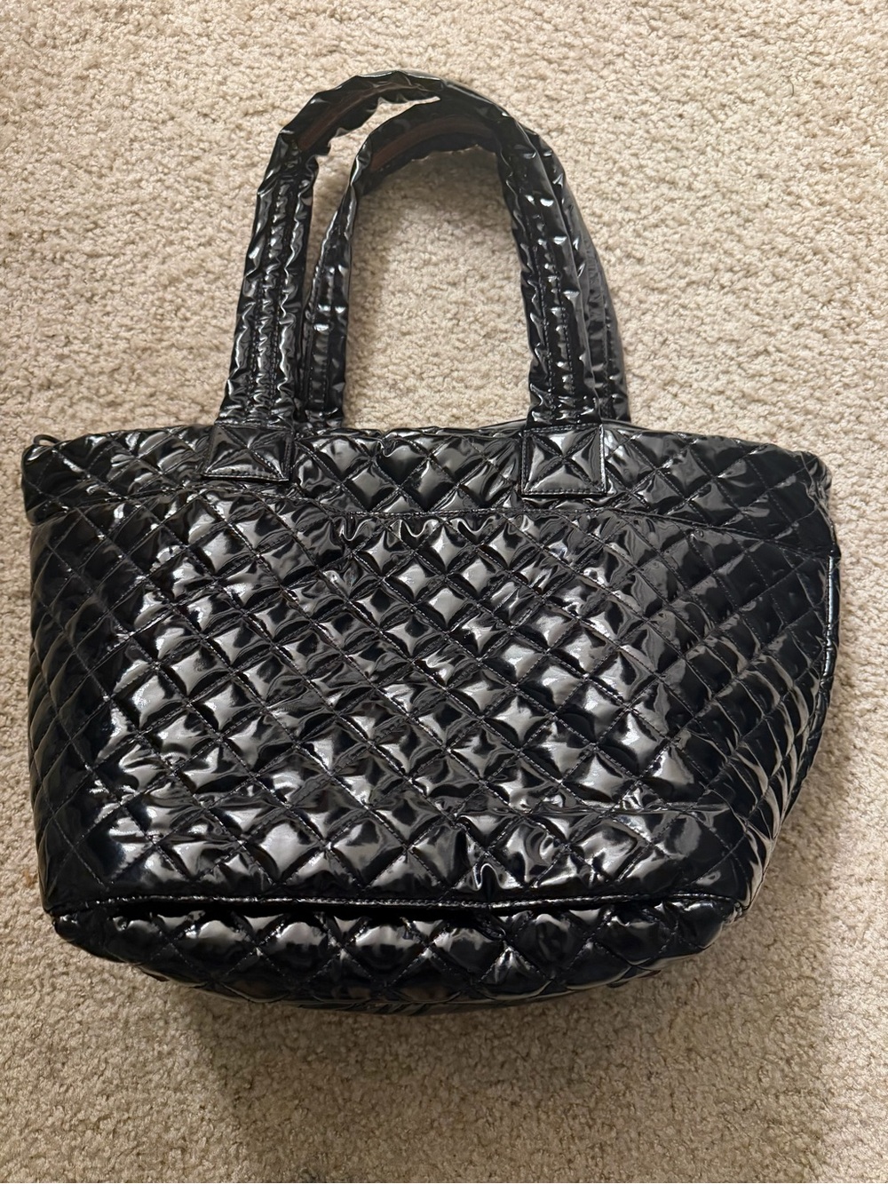 MZ Wallace Quilted Patent Tote Bag in Black